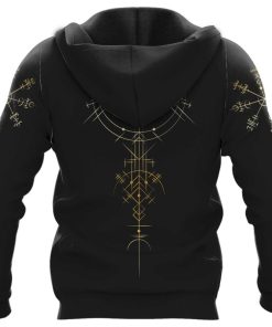 Viking Hoodie Fierce Beard Skull Vegvisir Back