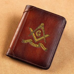 Freemason Wallet Gold Mason Symbol Faith Hope Charity