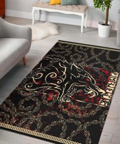 Viking Area Rug Norse Fenrir Rune Chains