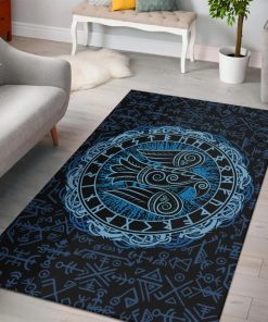 Viking Area Rug Celtic Raven Rune Old Norse