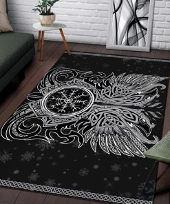 Viking Area Rug Huginn Muninn Odin's Ravens Vegvisir 1