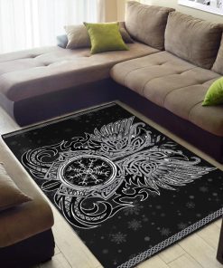 Viking Area Rug Huginn Muninn Odin's Ravens Vegvisir 2