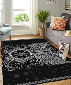 Viking Area Rug Huginn Muninn Odin's Ravens Vegvisir 3