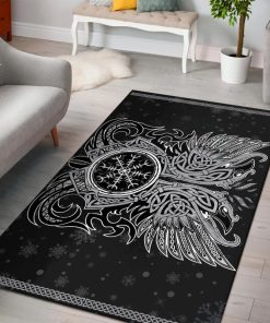 Viking Area Rug Huginn Muninn Odin's Ravens Vegvisir