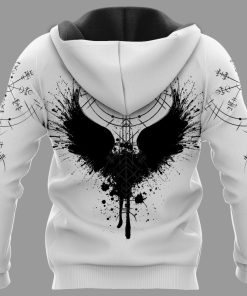 Viking Hoodie Norse Mythology Raven Vegvisir Art Back