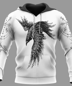 Viking Hoodie Norse Mythology Raven Vegvisir Art