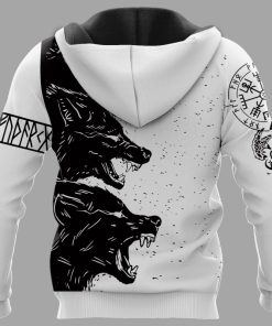 Viking Hoodie Black Norse Wolf Fenrir Back