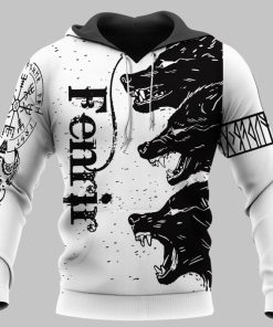 Viking Hoodie Black Norse Wolf Fenrir