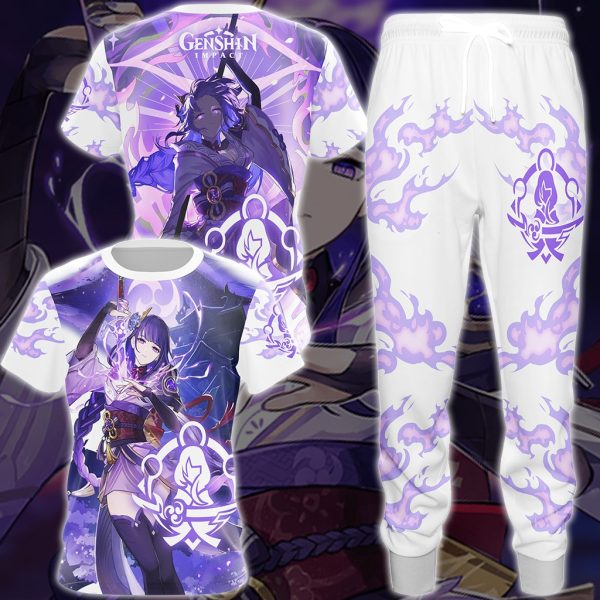 Genshin Impact Raiden Shogun Video Game All Over Printed T-shirt Tank Top Zip Hoodie Pullover Hoodie Hawaiian Shirt Beach Shorts Joggers