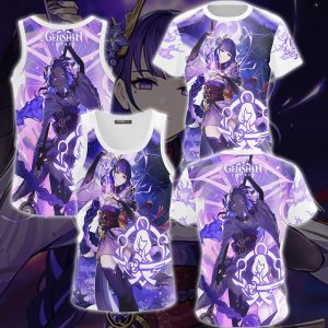 Genshin Impact Raiden Shogun Video Game All Over Printed T-shirt Tank Top Zip Hoodie Pullover Hoodie Hawaiian Shirt Beach Shorts Joggers   