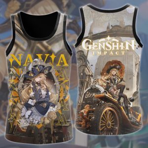 Genshin Impact Navia Video Game All Over Printed T-shirt Tank Top Zip Hoodie Pullover Hoodie Hawaiian Shirt Beach Shorts Joggers Tank Top S 