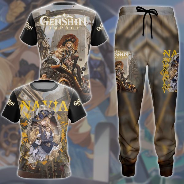 Genshin Impact Navia Video Game All Over Printed T-shirt Tank Top Zip Hoodie Pullover Hoodie Hawaiian Shirt Beach Shorts Joggers