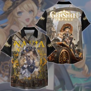 Genshin Impact Navia Video Game All Over Printed T-shirt Tank Top Zip Hoodie Pullover Hoodie Hawaiian Shirt Beach Shorts Joggers Hawaiian Shirt S 