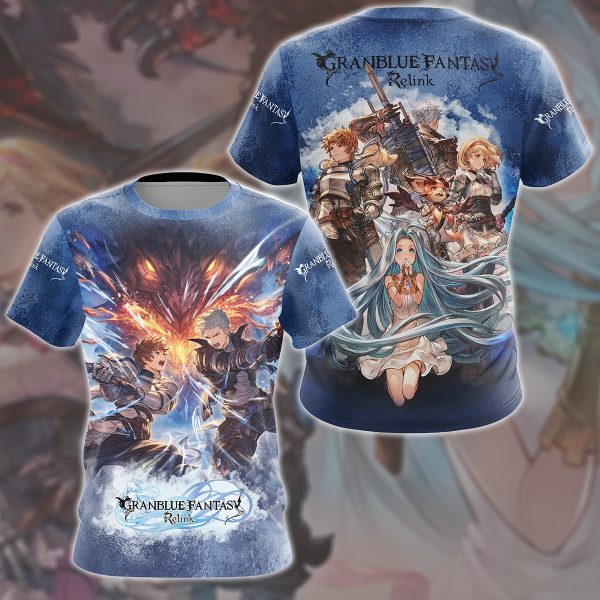 Granblue Fantasy: Relink Video Game All Over Printed T-shirt Tank Top Zip Hoodie Pullover Hoodie Hawaiian Shirt Beach Shorts Joggers T-shirt S