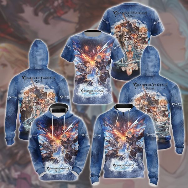 Granblue Fantasy: Relink Video Game All Over Printed T-shirt Tank Top Zip Hoodie Pullover Hoodie Hawaiian Shirt Beach Shorts Joggers