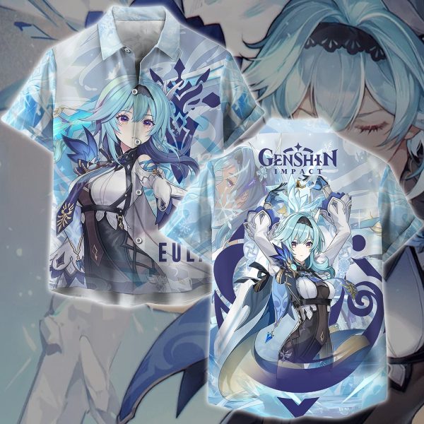 Genshin Impact Eula Video Game All Over Printed T-shirt Tank Top Zip Hoodie Pullover Hoodie Hawaiian Shirt Beach Shorts Joggers Hawaiian Shirt S