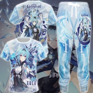 Genshin Impact Eula Video Game All Over Printed T-shirt Tank Top Zip Hoodie Pullover Hoodie Hawaiian Shirt Beach Shorts Joggers   