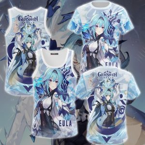 Genshin Impact Eula Video Game All Over Printed T-shirt Tank Top Zip Hoodie Pullover Hoodie Hawaiian Shirt Beach Shorts Joggers   