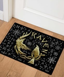 Viking Doormat Raven Gold Huginn and Muninn 1