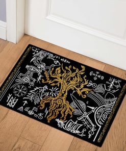 Viking Doormat Tree Of Life Gold Yggdrasil 1