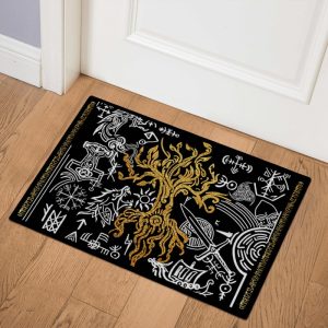 Viking Doormat Tree Of Life Gold Yggdrasil 1