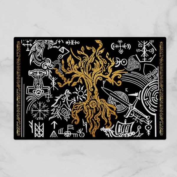 Viking Doormat Tree Of Life Gold Yggdrasil 3