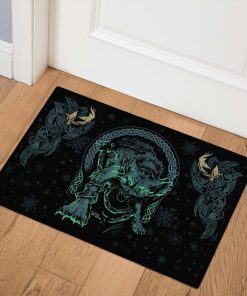 Viking Doormat Fenrir Norse Wolf And Ravens 1