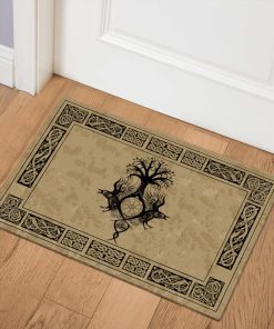 Viking Doormat Black Raven And Yggdrasil Tree Celtic 1