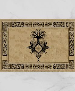 Viking Doormat Black Raven And Yggdrasil Tree Celtic 3