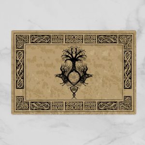 Viking Doormat Black Raven And Yggdrasil Tree Celtic 3