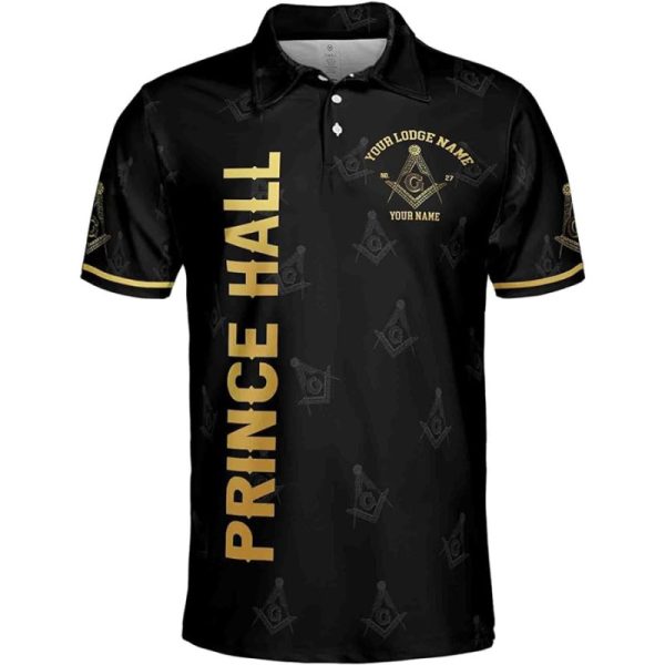 Freemason Polo Shirt Personalized Prince Hall Faith Hope Charity Front