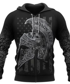 Spartan Hoodie Helmet Flag Molon Labe Warrior Zip