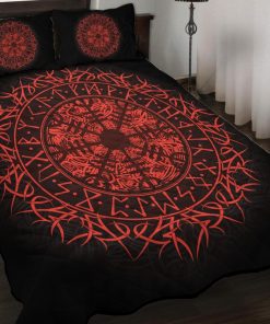 Viking Quilt Bedding Set Red Helm of Awe Rune 2