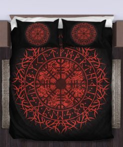 Viking Quilt Bedding Set Red Helm of Awe Rune 3