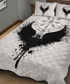 Viking Quilt Bedding Set Black Raven Vegvisir 1