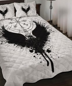 Viking Quilt Bedding Set Black Raven Vegvisir 2