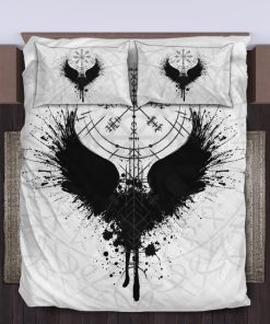 Viking Quilt Bedding Set Black Raven Vegvisir 3