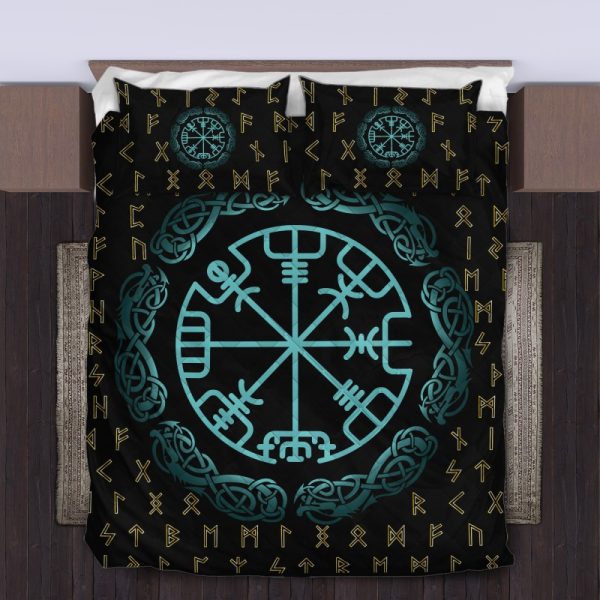 Viking Quilt Bedding Set Vegvisir Symbol Rune 3