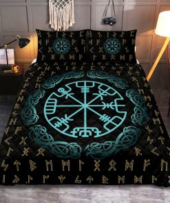 Viking Quilt Bedding Set Vegvisir Symbol Rune