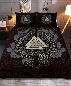 Viking Quilt Bedding Set Ship Valknut Rune Art