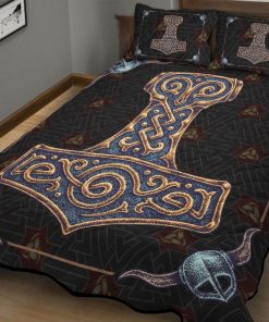 Viking Quilt Bedding Set Thor Norse God Symbol Mjölnir 1