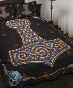 Viking Quilt Bedding Set Thor Norse God Symbol Mjölnir 2