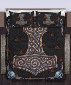 Viking Quilt Bedding Set Thor Norse God Symbol Mjölnir 3