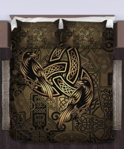 Viking Quilt Bedding Set Totem birds raven Huginn and Muninn of Odin 3