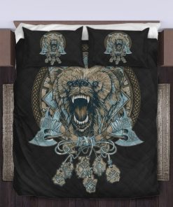 Viking Quilt Bedding Set Old Norse Dream Catcher Wolf 3