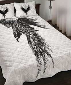 Viking Quilt Bedding Set Black Celtic Norse Mythology Raven 2