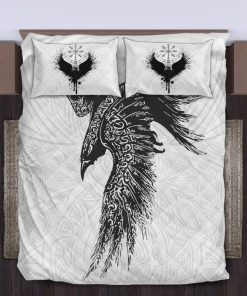 Viking Quilt Bedding Set Black Celtic Norse Mythology Raven 3