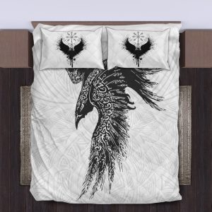 Viking Quilt Bedding Set Black Celtic Norse Mythology Raven 3
