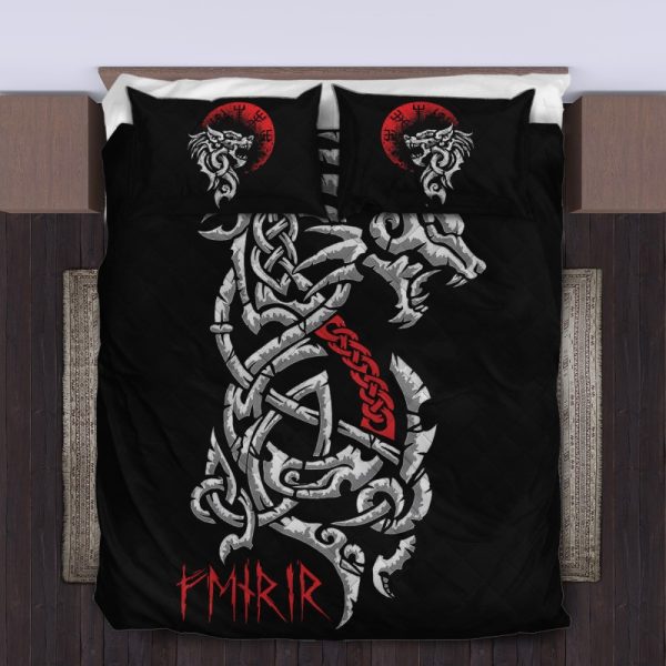 Viking Quilt Bedding Set Fenrir Wolf Celtic Rune 3