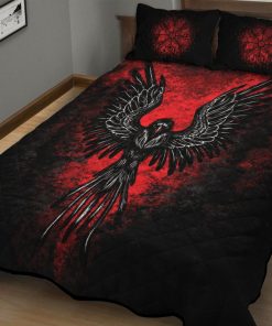 Viking Quilt Bedding Set Burning Lava Raven Vegvisir 1